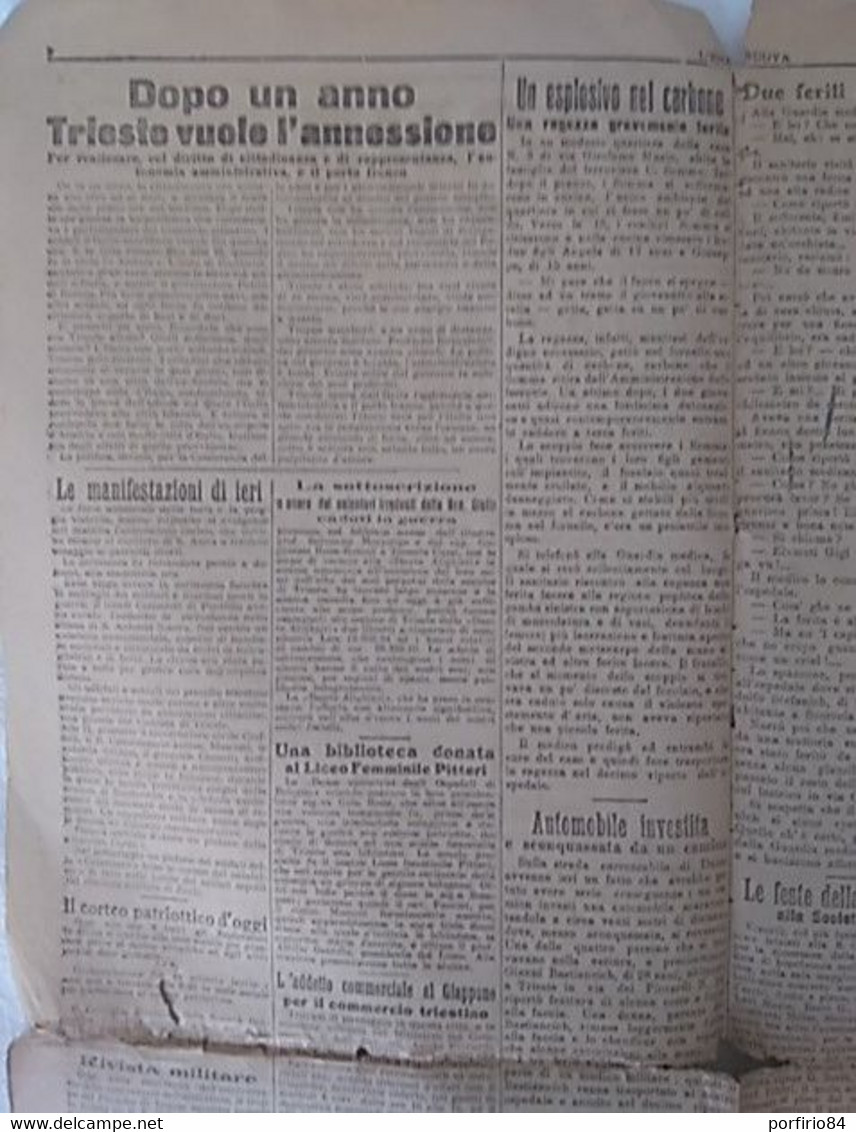 RARO GIORNALE L'ERA NUOVA QUOTIDIANO DELLA VENEZIA GIULIA 3 NOVEMBRE 1919 - Guerre 1939-45