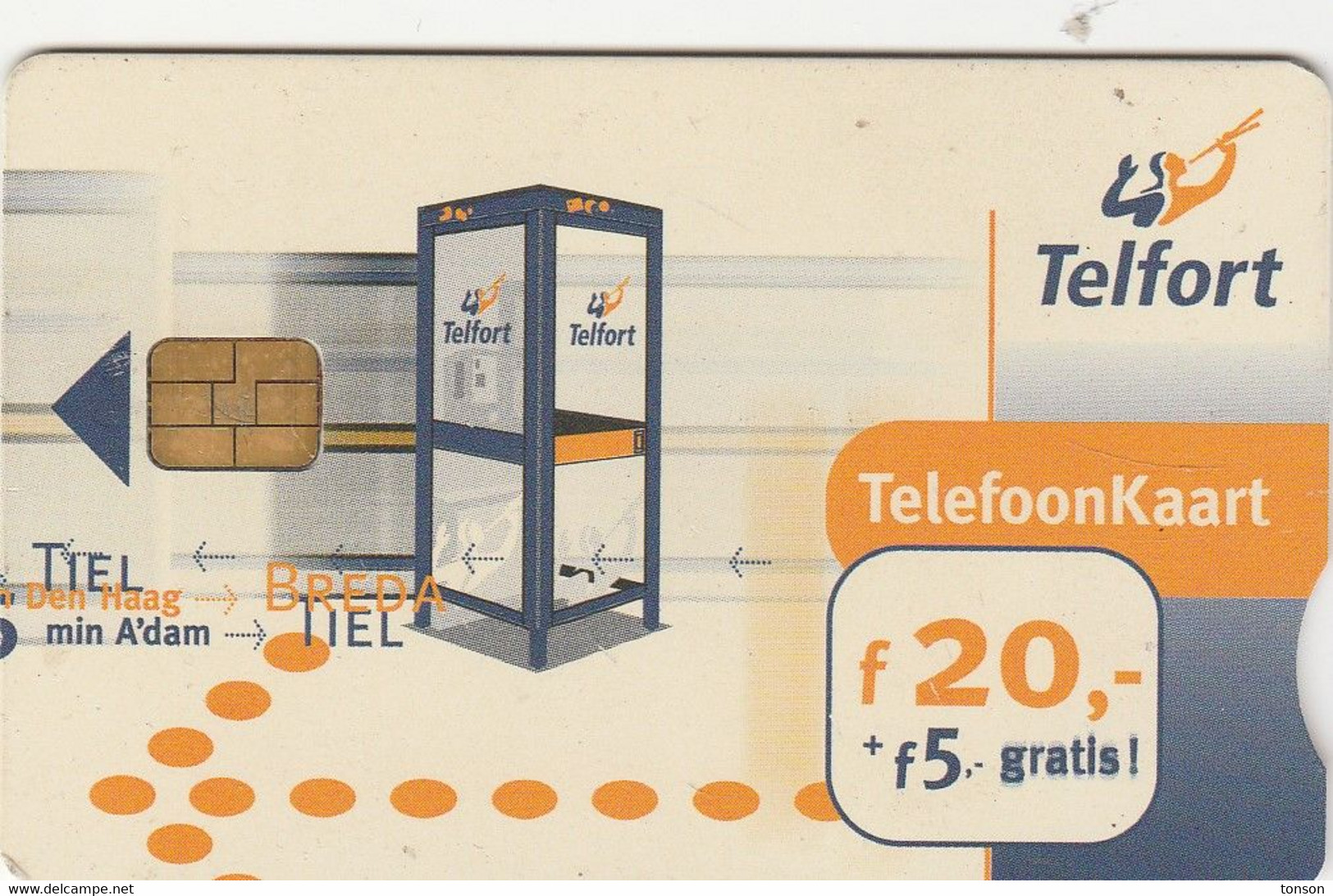 Netherlands, TF-Chip-005, 20+5 ƒ, Modern Phones, 2 Scans. - Non Classificati