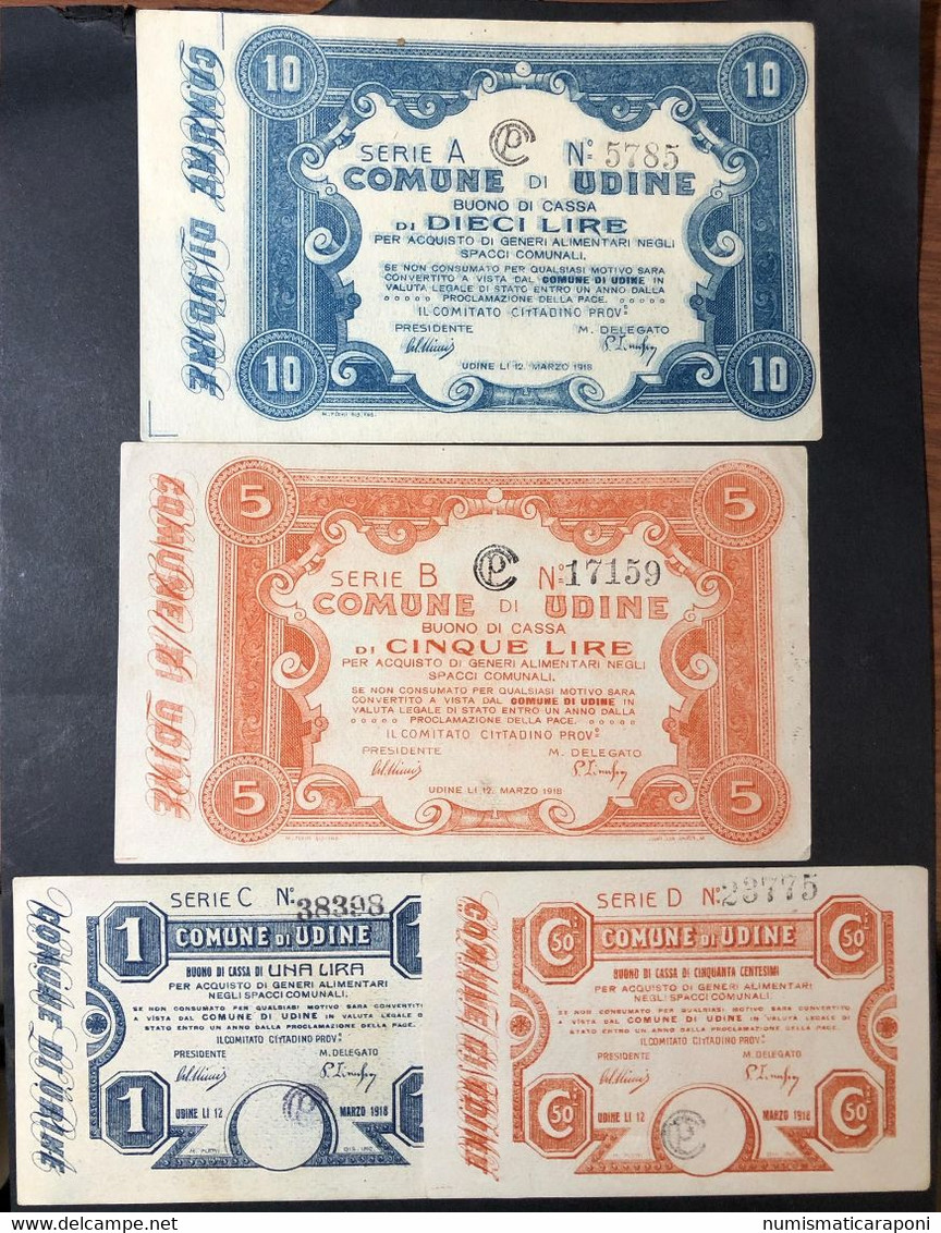 COMUNE DI UDINE 1918 10+5+1 LIRA + 50 CENT LOTTO 3884 - Non Classés