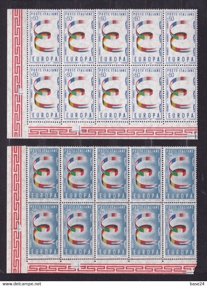 1957 Italia Repubblica EUROPA CEPT EUROPE 10 Serie Di 2v. MNH** Blocco SOGGETTI DIVERSI - 1957