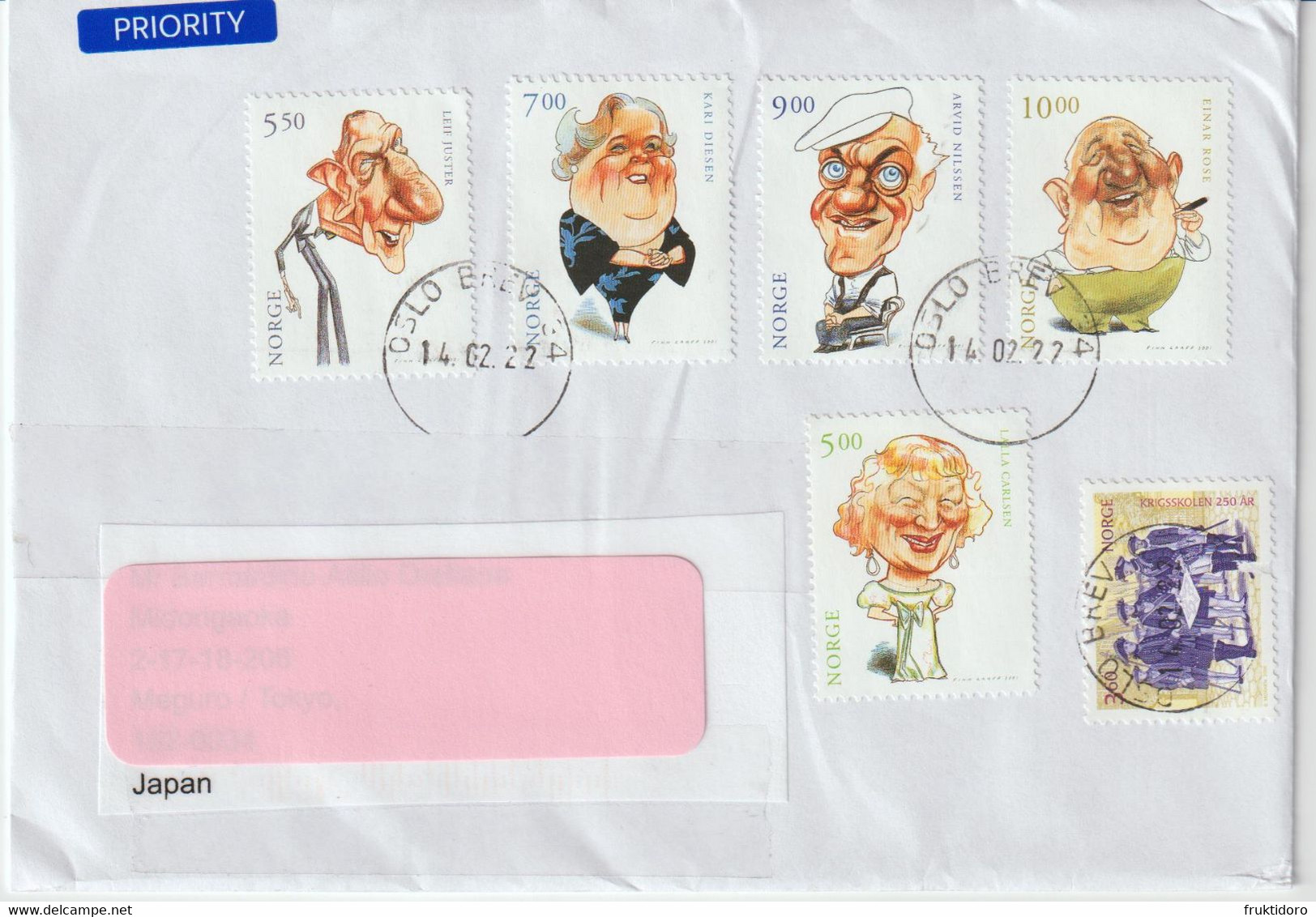 Norway Envelope W/Mi 1394-1398 Actors Lalla Carlsen, Leif Juster, Kari Diesen, Arvid Nilssen, Einar Rose Mi 1352 Militar - Errors, Freaks & Oddities (EFO)