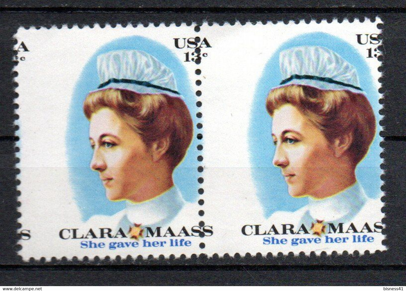 Etat Unis USA Amérique Saddle Stitching USA Stamp N° 1144 Clara Maas Piquage à Cheval 1976 - Plaatfouten En Curiosa