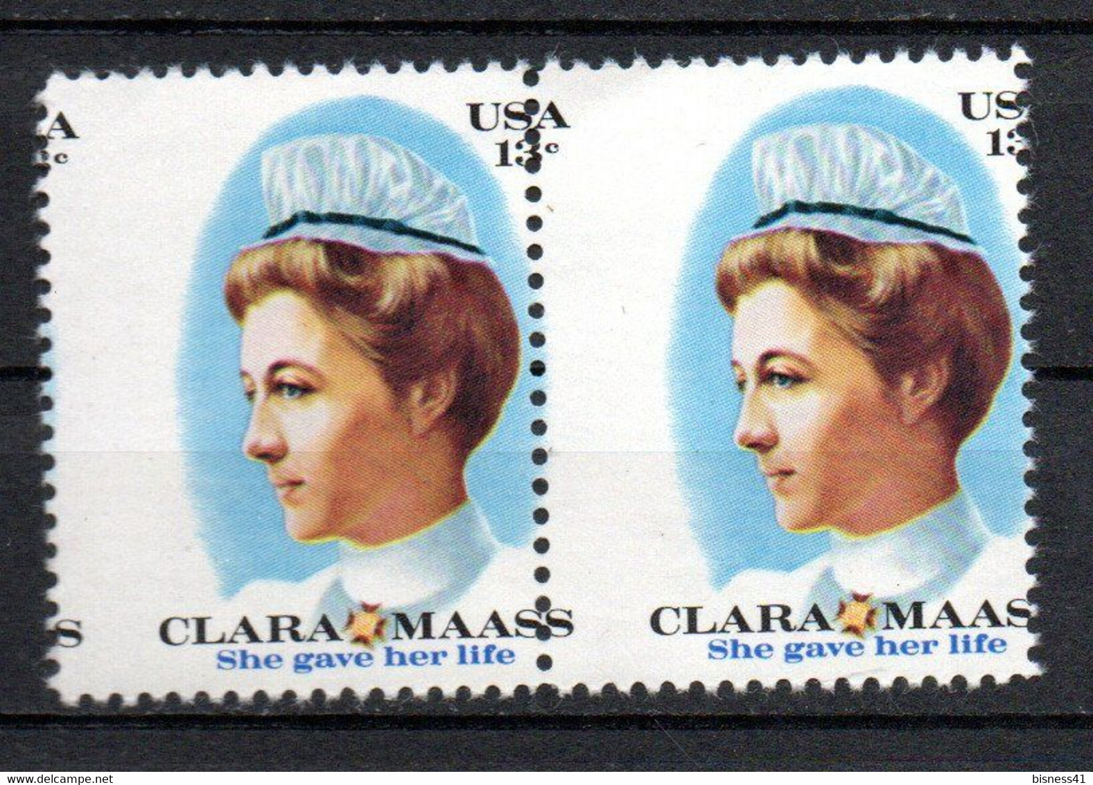 Etat Unis USA Amérique Saddle Stitching USA Stamp N° 1144 Clara Maas Piquage à Cheval 1976 - Errors, Freaks & Oddities (EFOs)