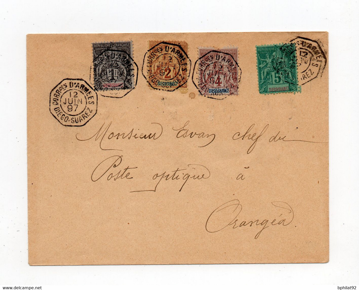 !!! CACHET CORRESP D'ARMEE DIEGO SUAREZ DE 1897 SUR LETTRE POUR ORANGEA - Covers & Documents