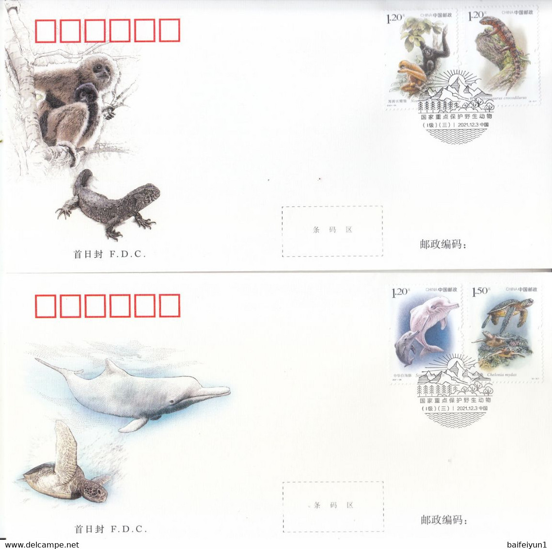 CHINA 2021-28 Important 1st Class Wildlife(III) Bird Animals FDC - Paons