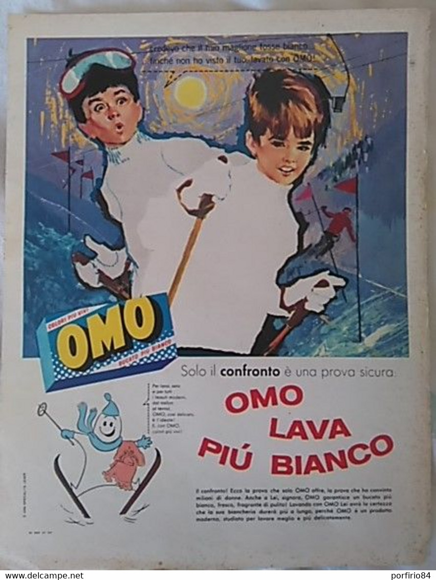 PUBBLICITA' ADVERTISING OMO FOGLIO PUBBLICITARIO RITAGLIO DA GIORNALE DEGLI ANNI 50 - Poster & Plakate