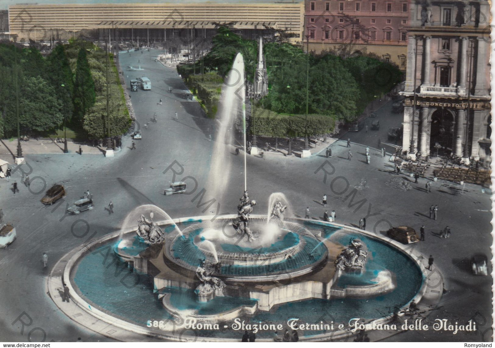 CARTOLINA  ROMA,LAZIO,STAZIONE TERMINI E FONTANA DELLE NAIADI,CULTURA,MEMORIA,IMPERO ROMANO,BELLA ITALIA,VIAGGIATA 1958 - Stazione Termini