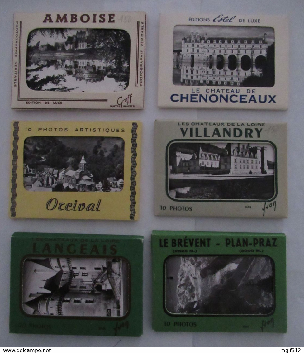 LOT De 6 Pochettes De Mini Carte - FRANCE : Amboise, Le Brévent, Chenonceaux, Langeais, Orcival Et Villandry - Photos