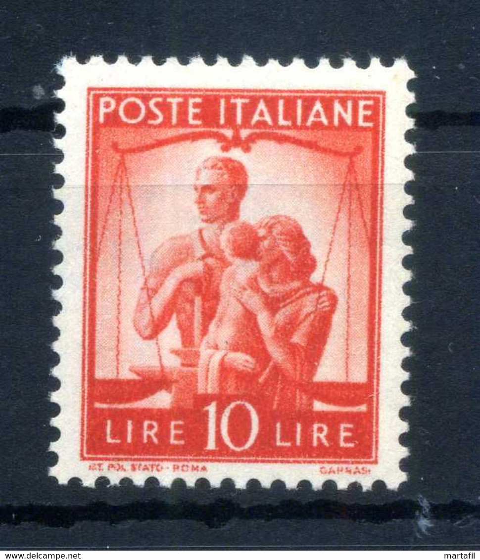 1945-48 ITALIA REPUBBLICA SERIE DEMOCRATICA 10 Lire ARANCIO MNH ** - 1946-60: Neufs