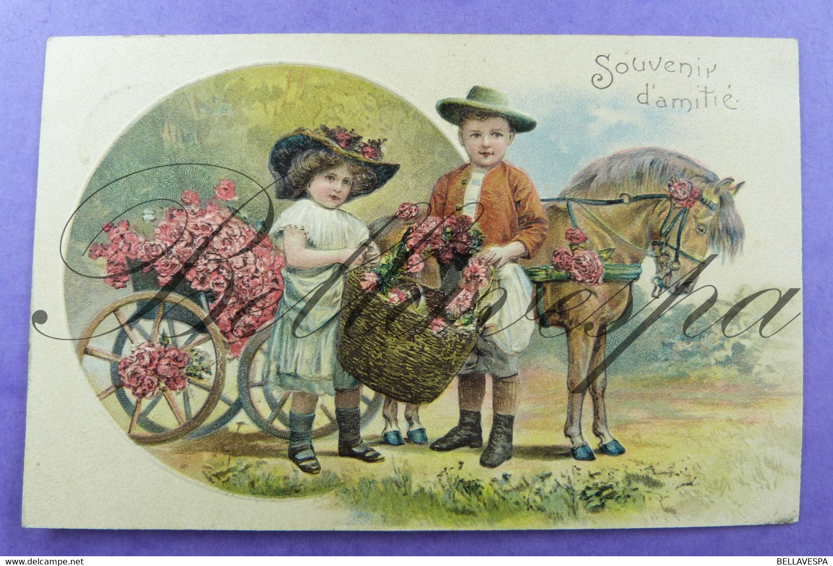 Flowers Girl And Boy Garçon Et Filette 1909 Germany P.F.B Serie 7697 - Nieuwjaar