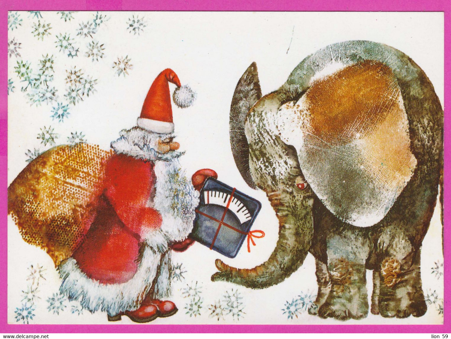 273699 / Bulgaria Illustrator Kostadin Kostadinov - Santa Claus Ded Moroz Weighing Scale , Elephant Elefanten Christmas - Other & Unclassified