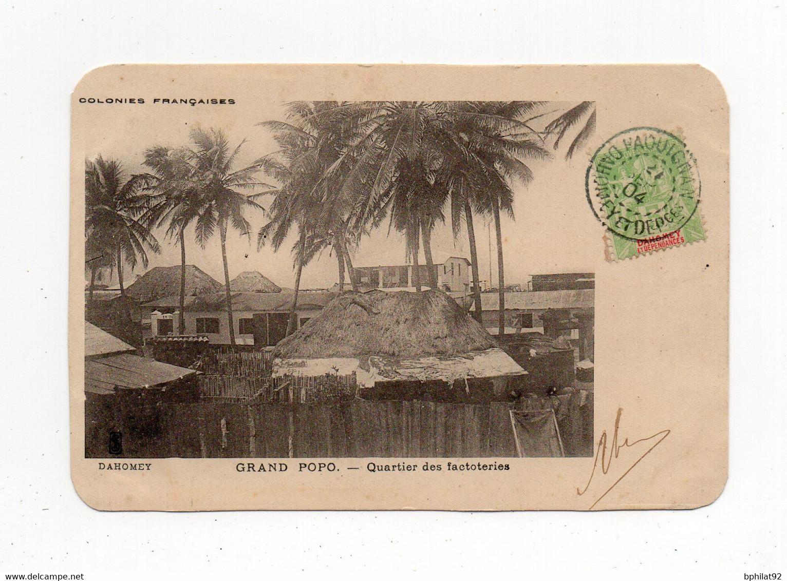 !!! DAHOMEY, CACHET DE PAOUIGNAN SUR CPA DE GRAND POPO DE 1904 POUR MIGENNES - Briefe U. Dokumente