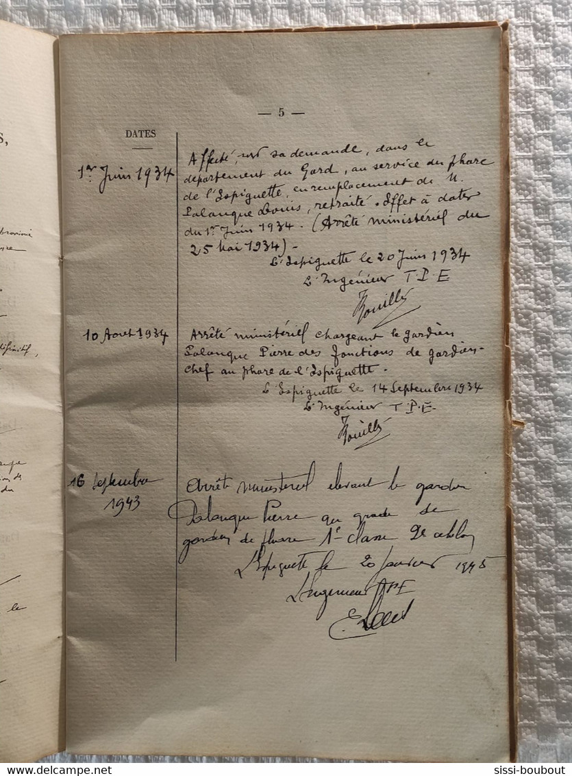 Livret De Gardien De Phare - PHARES & BALISES - Ministère Public - En Date Du 01/12/1930 à CORDOUAN - Unclassified