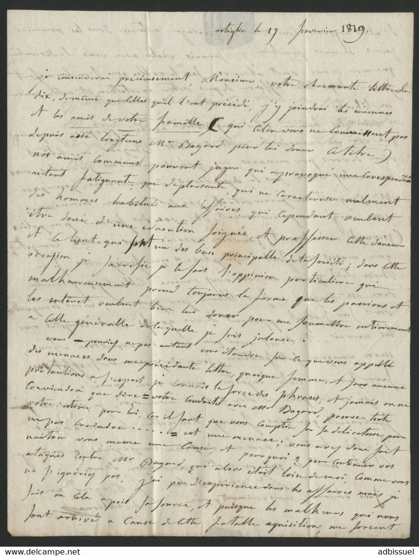 MANTOVA En Rouge Sur Lettre Datée D'OSTIGLIA En 1819 Pour TURIN. TB (voir Description) - ...-1850 Préphilatélie