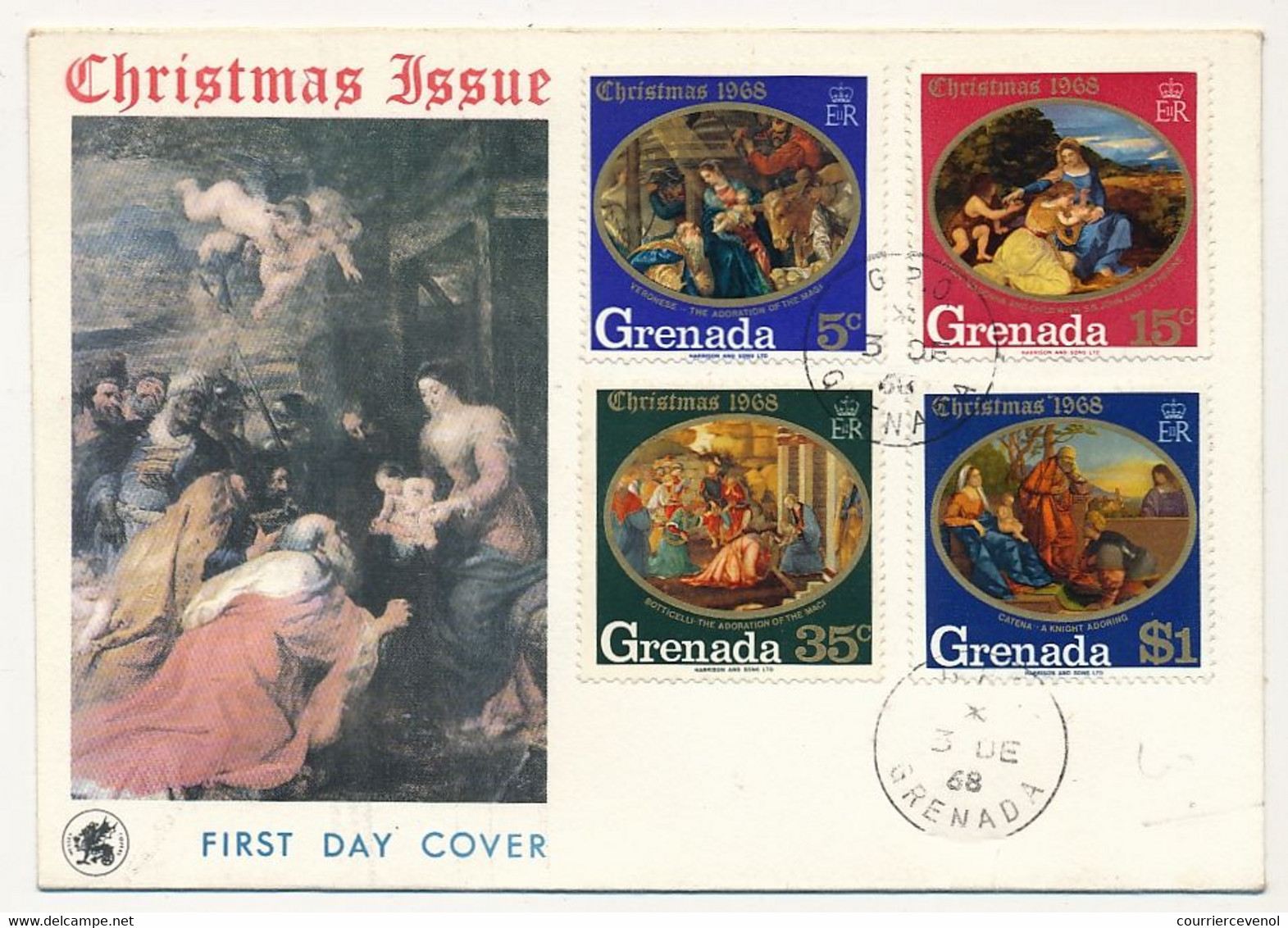GRENADA - Enveloppe FDC - Série Christmas - 3 Dec 1968 - Grenade (1974-...)