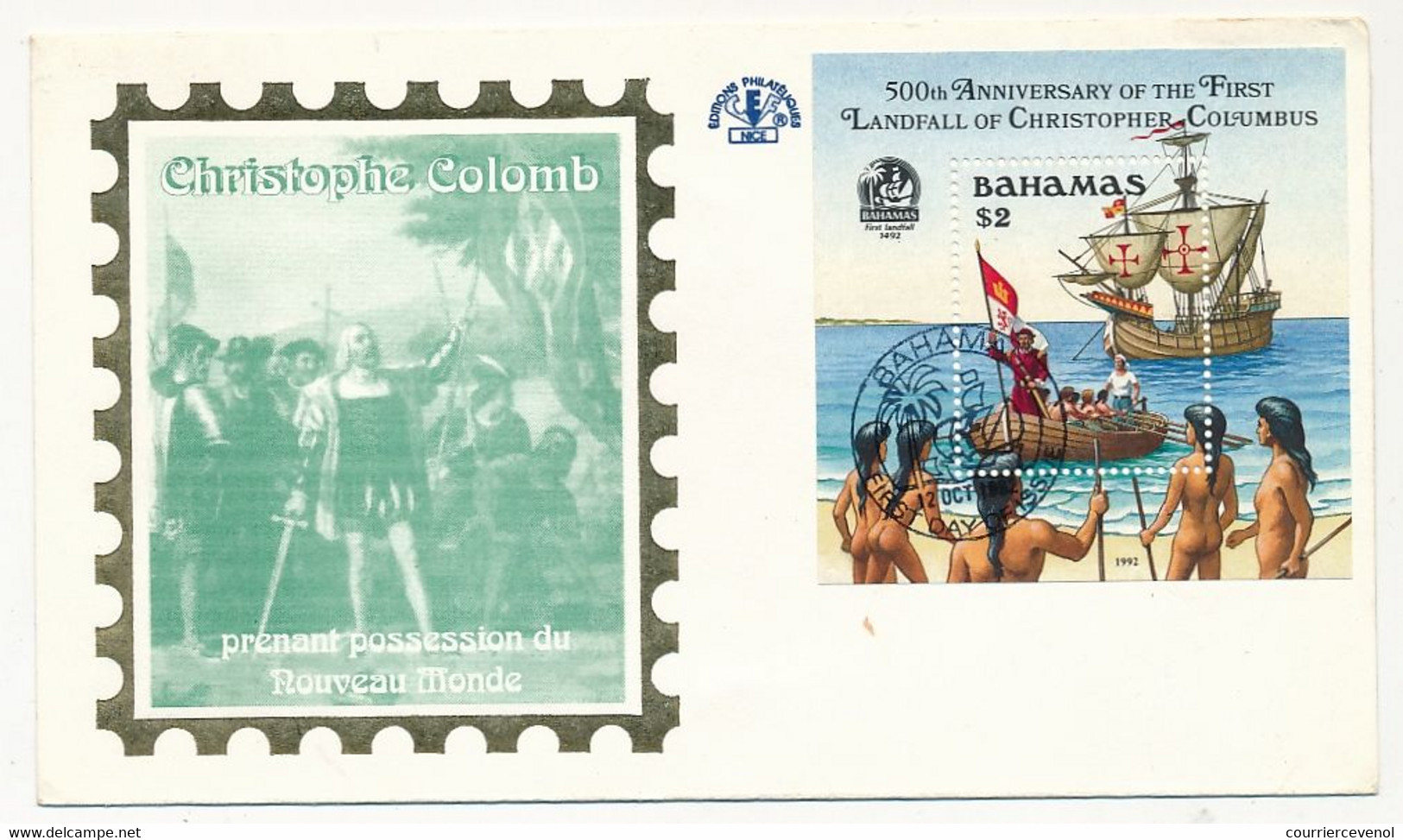 BAHAMAS - Enveloppe FDC - 2$ 500eme Anniversaire De Christophe Colomb - 12 Oct 1982 - Grenade (1974-...)