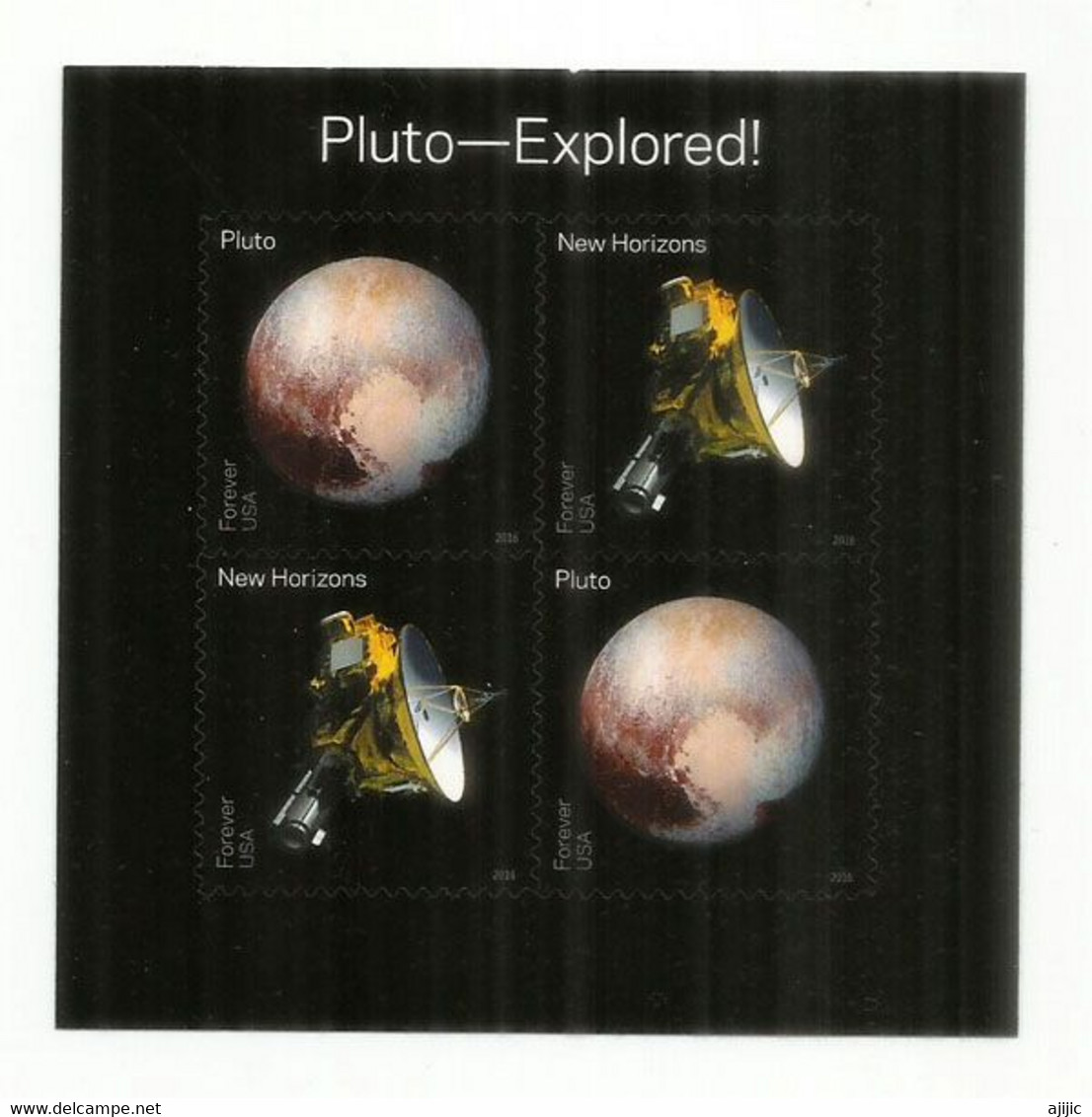 USA. PLUTON. Exploration De La Planète Naine Pluton, Bloc De 4 Timbres Neufs ** Yv.F4877, Année 2016, Forever Stamps - United States