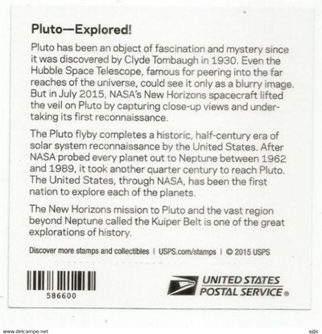 USA. PLUTON. Exploration De La Planète Naine Pluton, Bloc De 4 Timbres Neufs ** Yv.F4877, Année 2016, Forever Stamps - United States