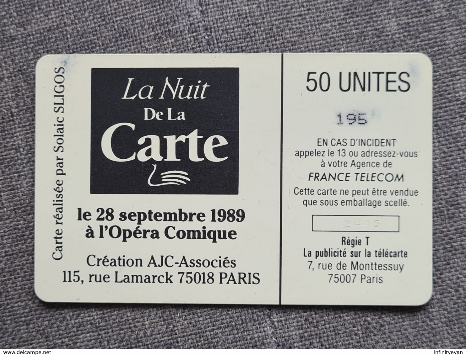 D143 - LA NUIT DE LA CARTE VERSO NOIR NUMEROTEE - Privat