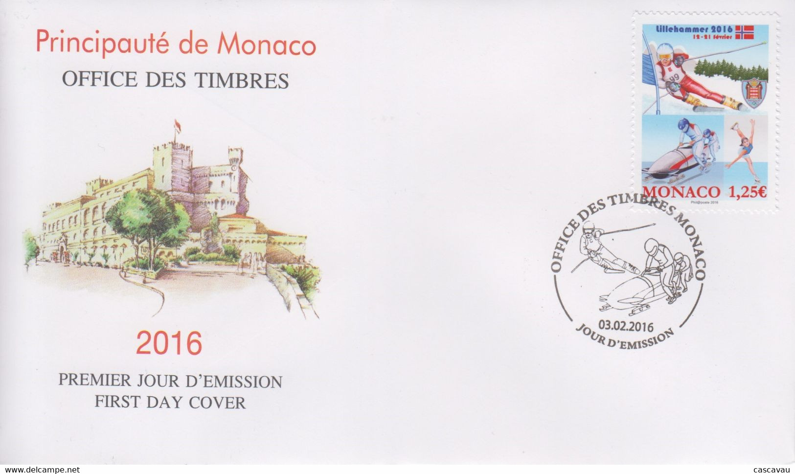 Enveloppe  FDC  1er  Jour    MONACO    Jeux  Olympiques  De  La  Jeunesse   LILLEHAMMER   2016 - Hiver 2016: Lillehammer (JO De La Jeunesse)