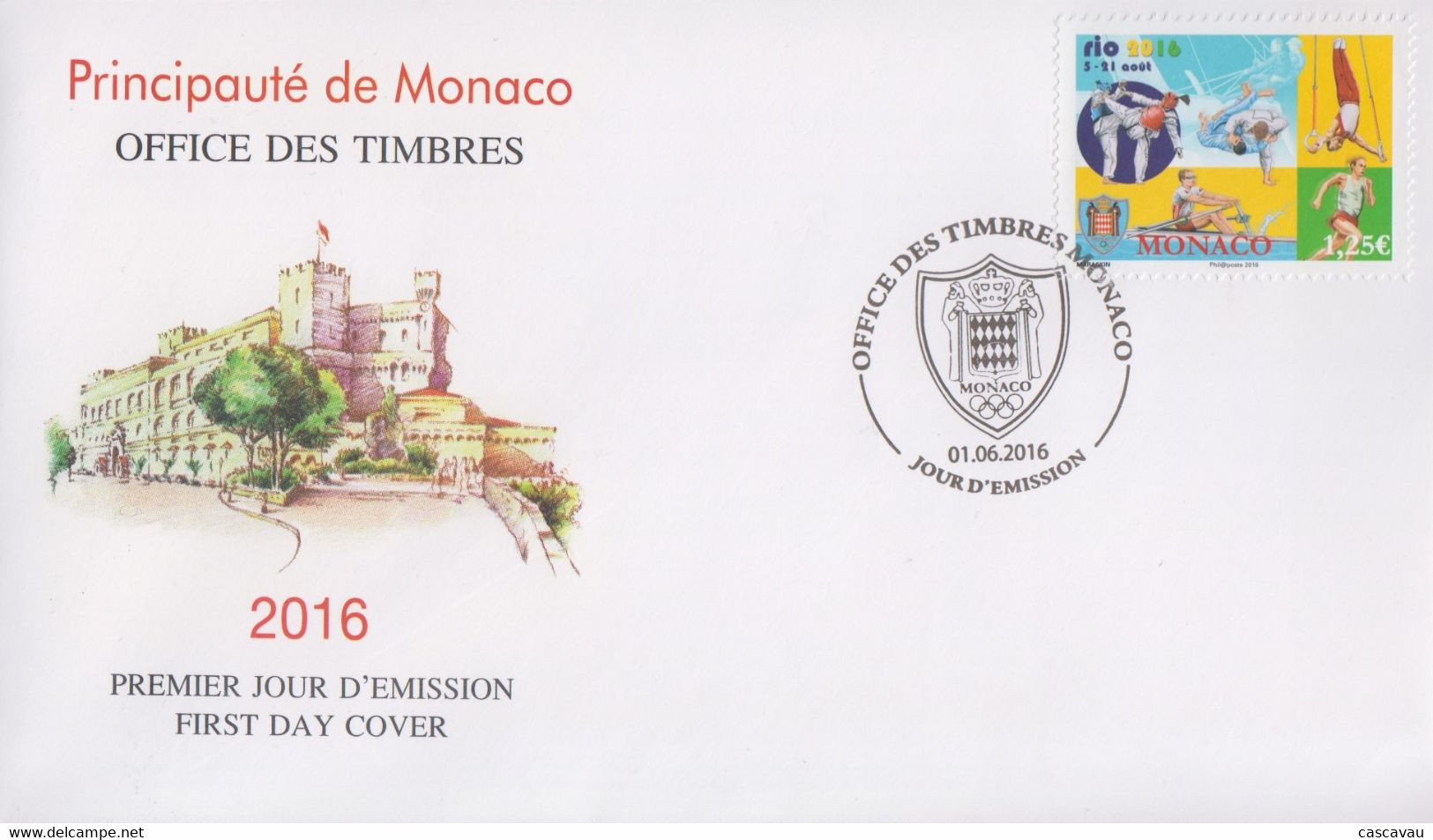 Enveloppe  FDC  1er   Jour   MONACO    JEUX  OLYMPIQUES    RIO  DE  JANEIRO   2016 - Estate 2016: Rio De Janeiro