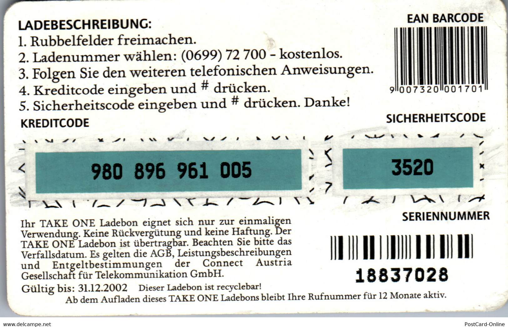 31986 - Österreich - One Take One Ladebon - Oesterreich