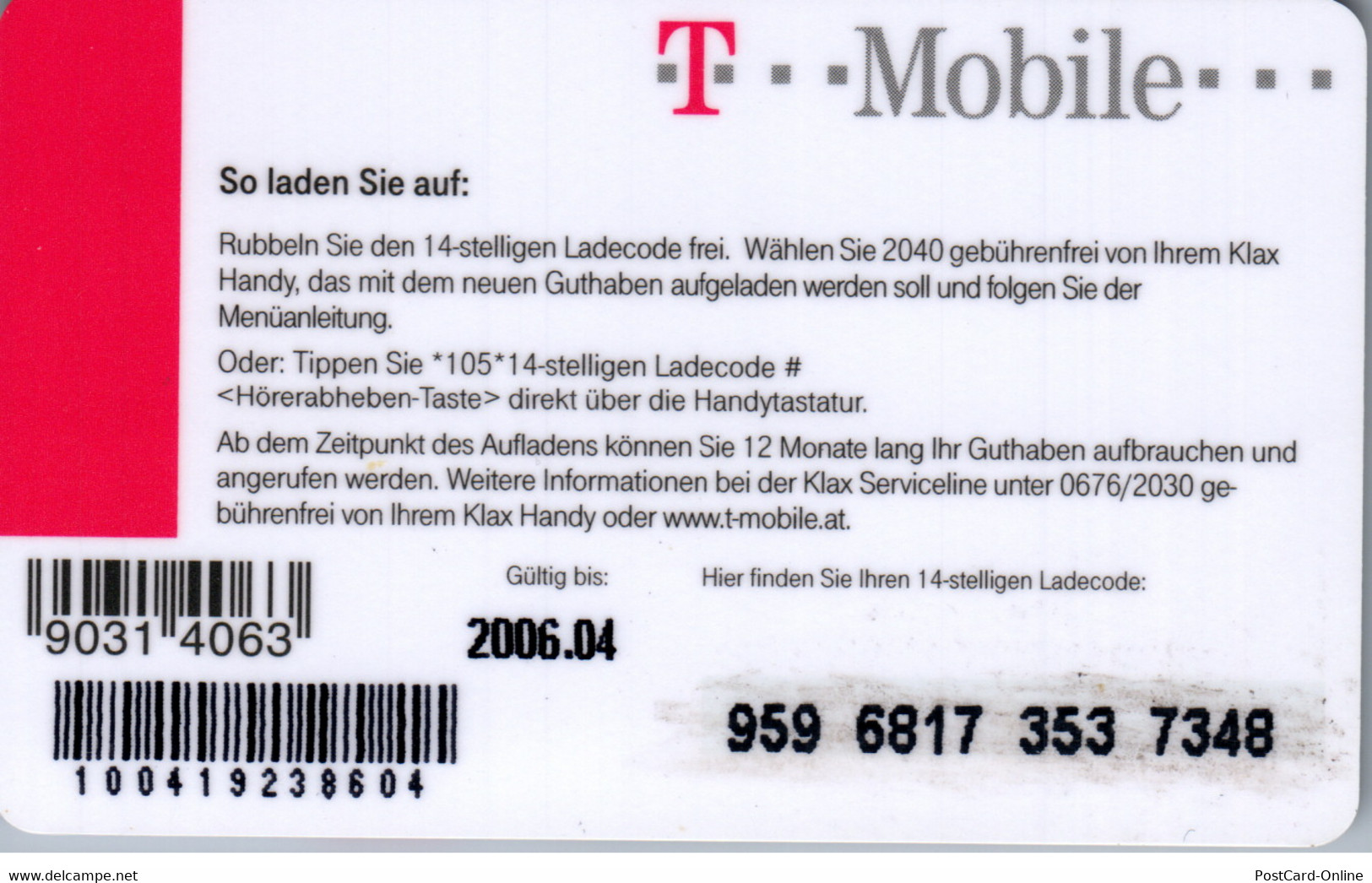 31989 - Österreich - T-Mobile , Herziline , Prepaid - Oesterreich