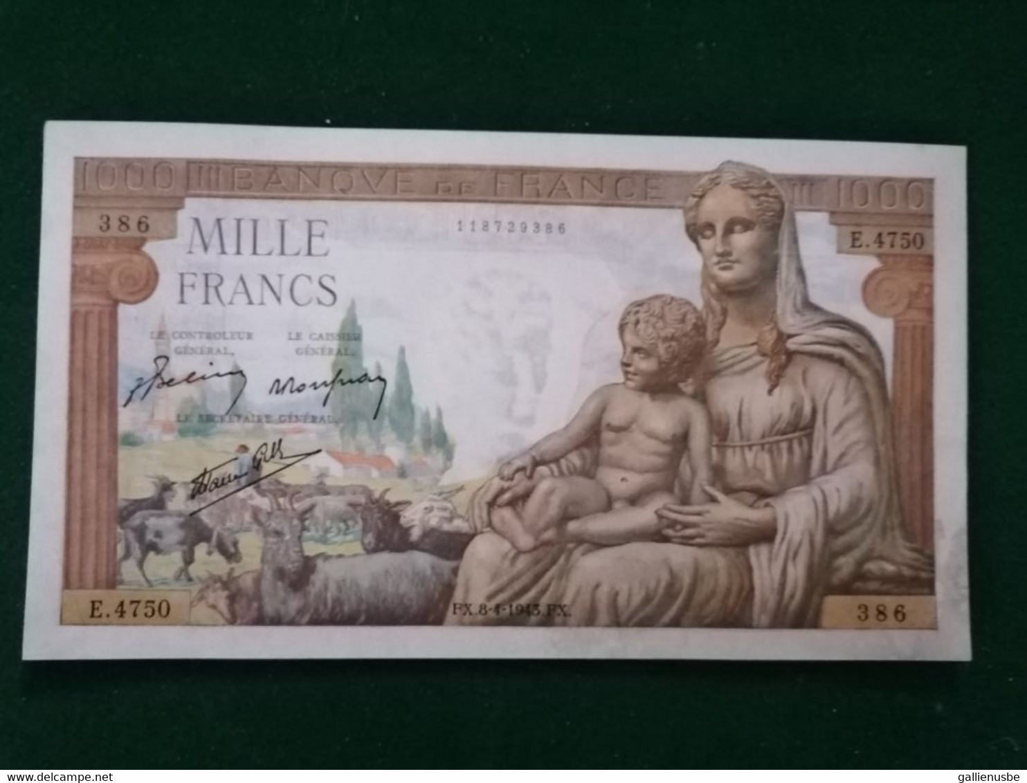 Billet, France,1000 Francs, 1000 F 1945-1950 'Minerve Et Hercule'', 1945, 1945-04-08 - 1000 F - Presque UNC - 1 000 F 1945-1950 ''Minerve Et Hercule''