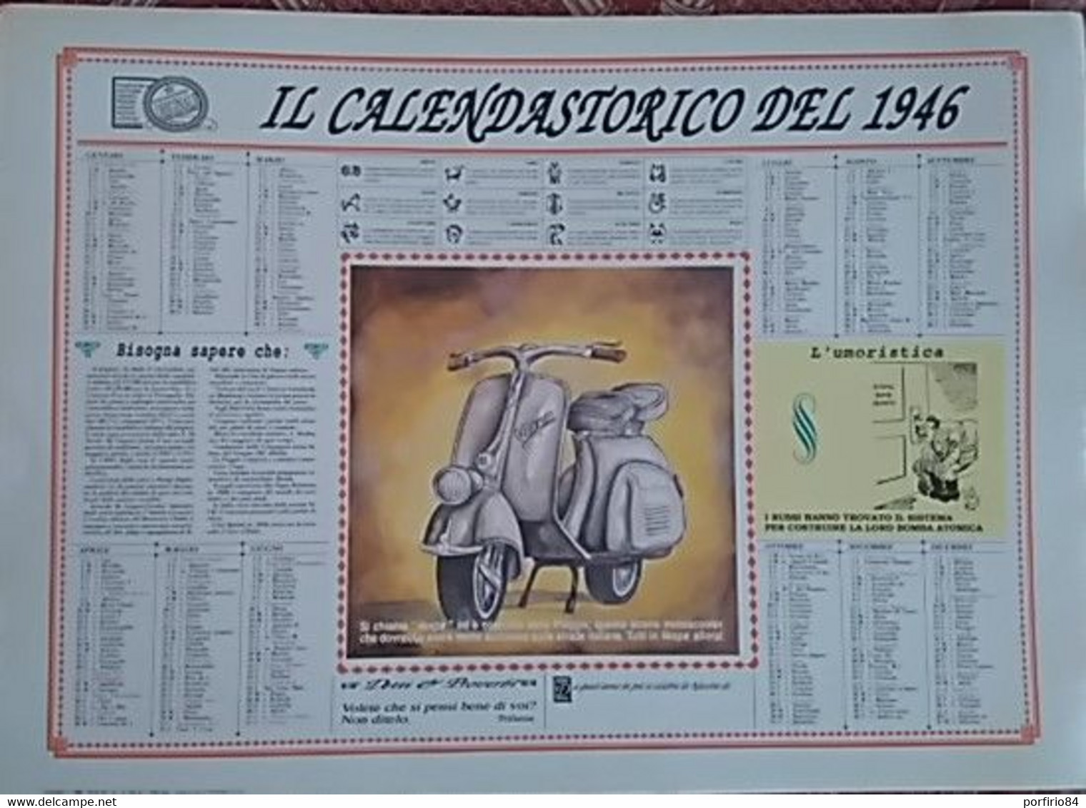 RARO CALENDARIO STORICO DEL 1946 - Grand Format : 1981-90