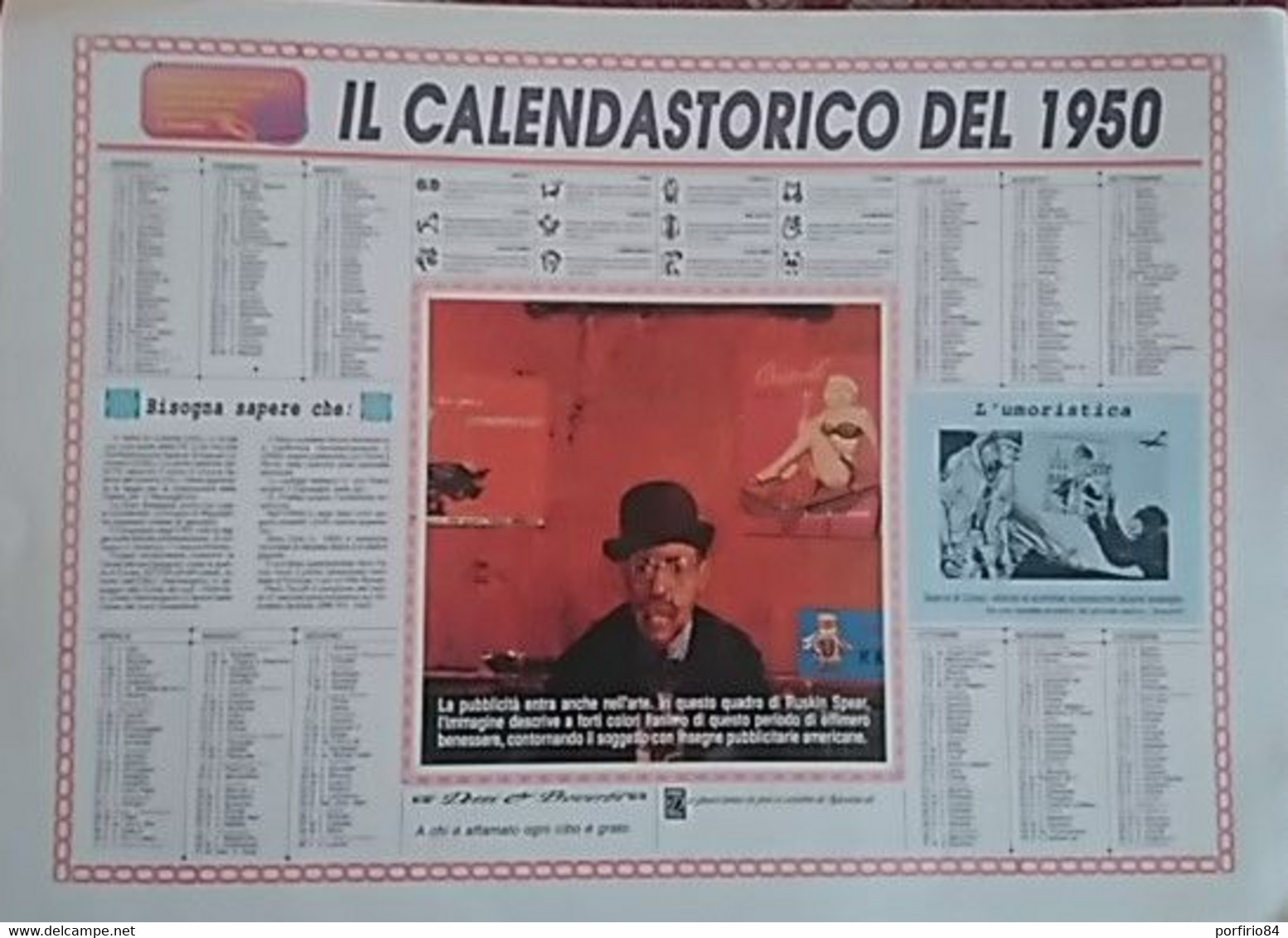 RARO CALENDARIO STORICO DEL 1950 - Grand Format : 1981-90