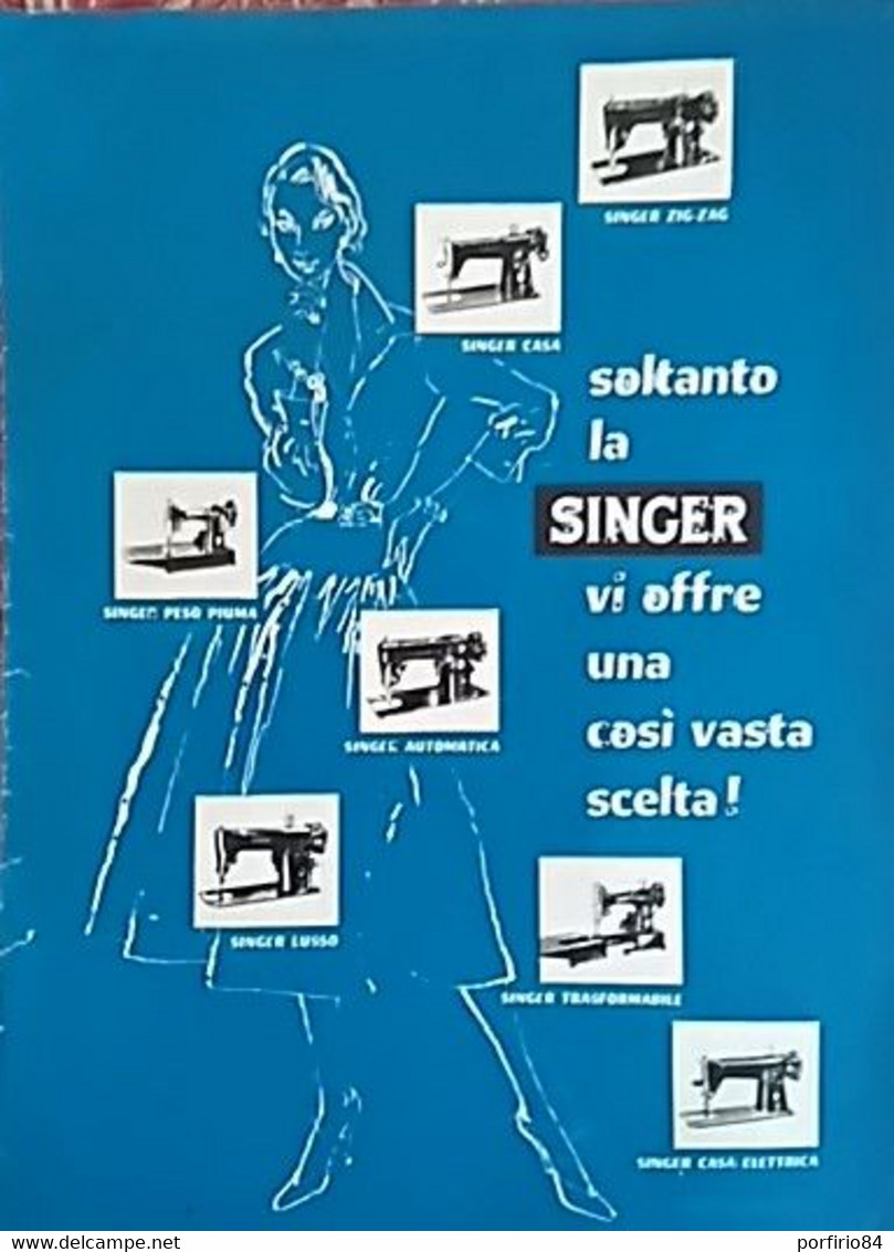 PUBBLICITA' ADVERTISING SINGER FOGLIO PUBBLICITARIO RITAGLIO DA GIORNALE DEGLI ANNI '50 - Posters