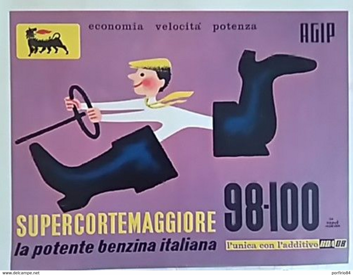 PUBBLICITA' ADVERTISING AGIP 98-100 FOGLIO PUBBLICITARIO RITAGLIO DA GIORNALE DEGLI ANNI '60 - Poster & Plakate