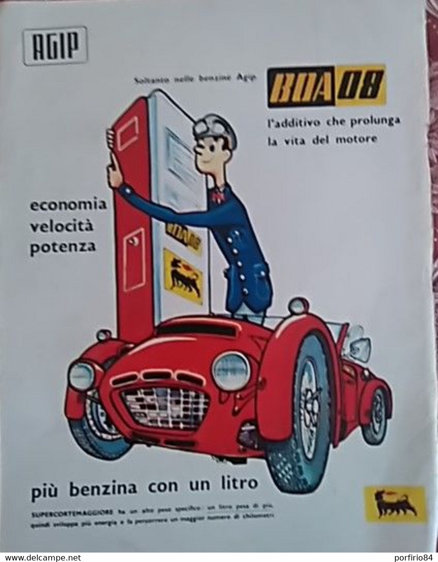 PUBBLICITA' ADVERTISING AGIP BOA 08 FOGLIO PUBBLICITARIO RITAGLIO DA GIORNALE DEGLI ANNI '60 - Afiches