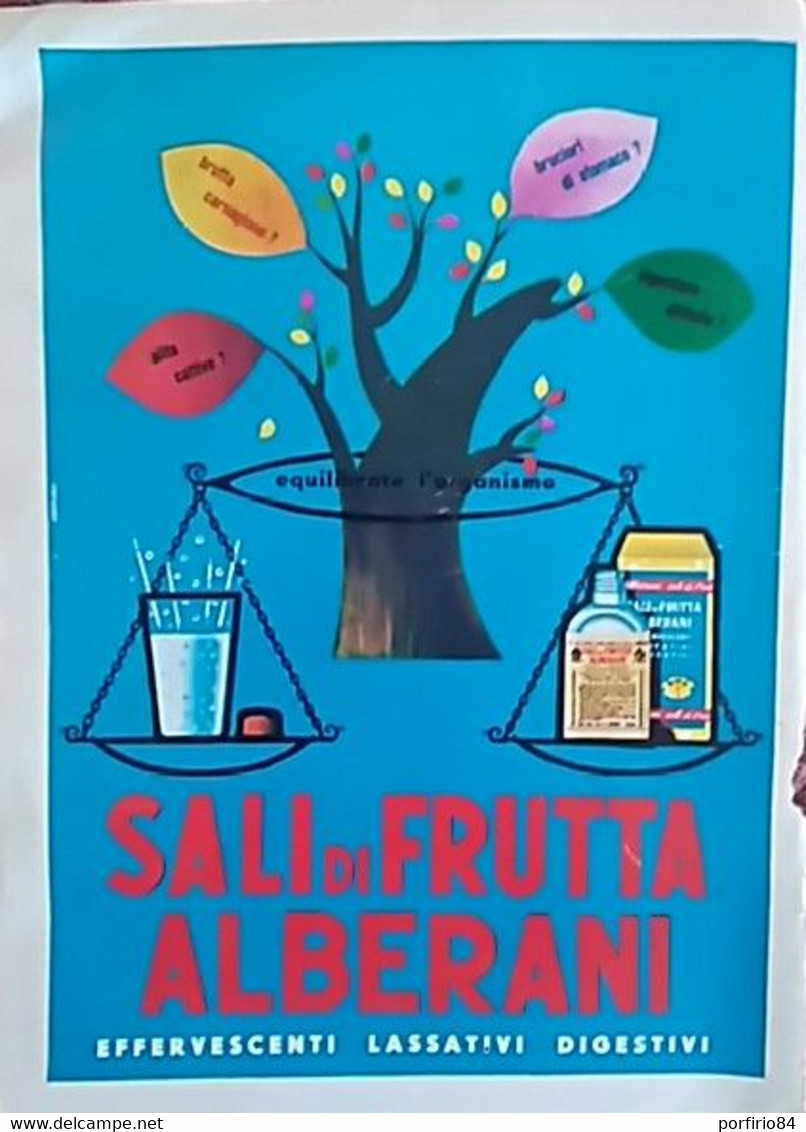 PUBBLICITA' ADVERTISING SALI DI FRUTTA ALBERANI FOGLIO PUBBLICITARIO RITAGLIO DA GIORNALE DEGLI ANNI '60 - Manifesti