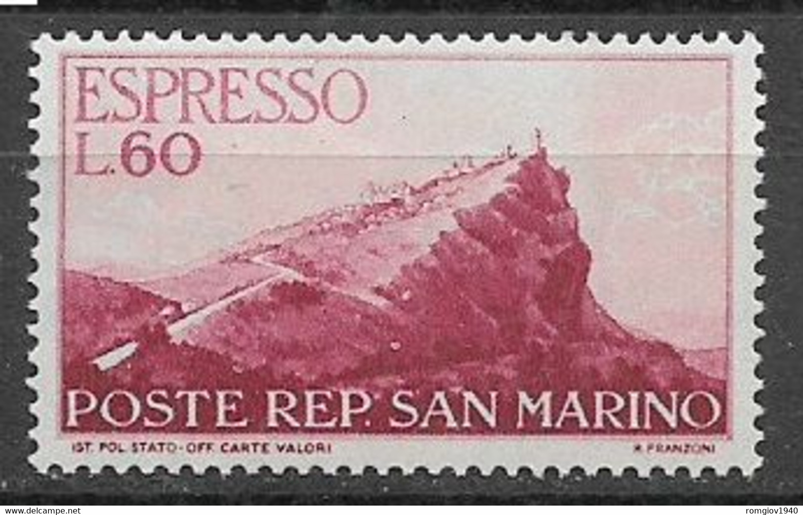 SAN MARINO POSTA AEREA 1950 ESPRESSI VEDUTA DI SAN MARINO SASS. 21 MNH XF - Sellos De Urgencia