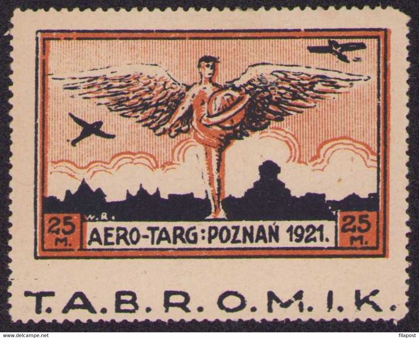 Poland 1921 Error / Tabromik, Extra Charge For Air Mail, With Imperforated Tag / Guarantee Berbeka P67 - Variétés & Curiosités