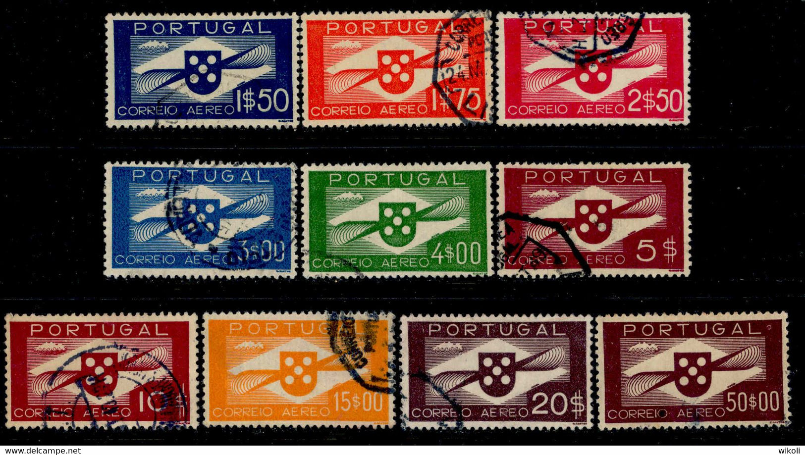 ! ! Portugal - 1936 Air Mail (Complete Set) - Af. CA 01 To 10 - Used - Oblitérés