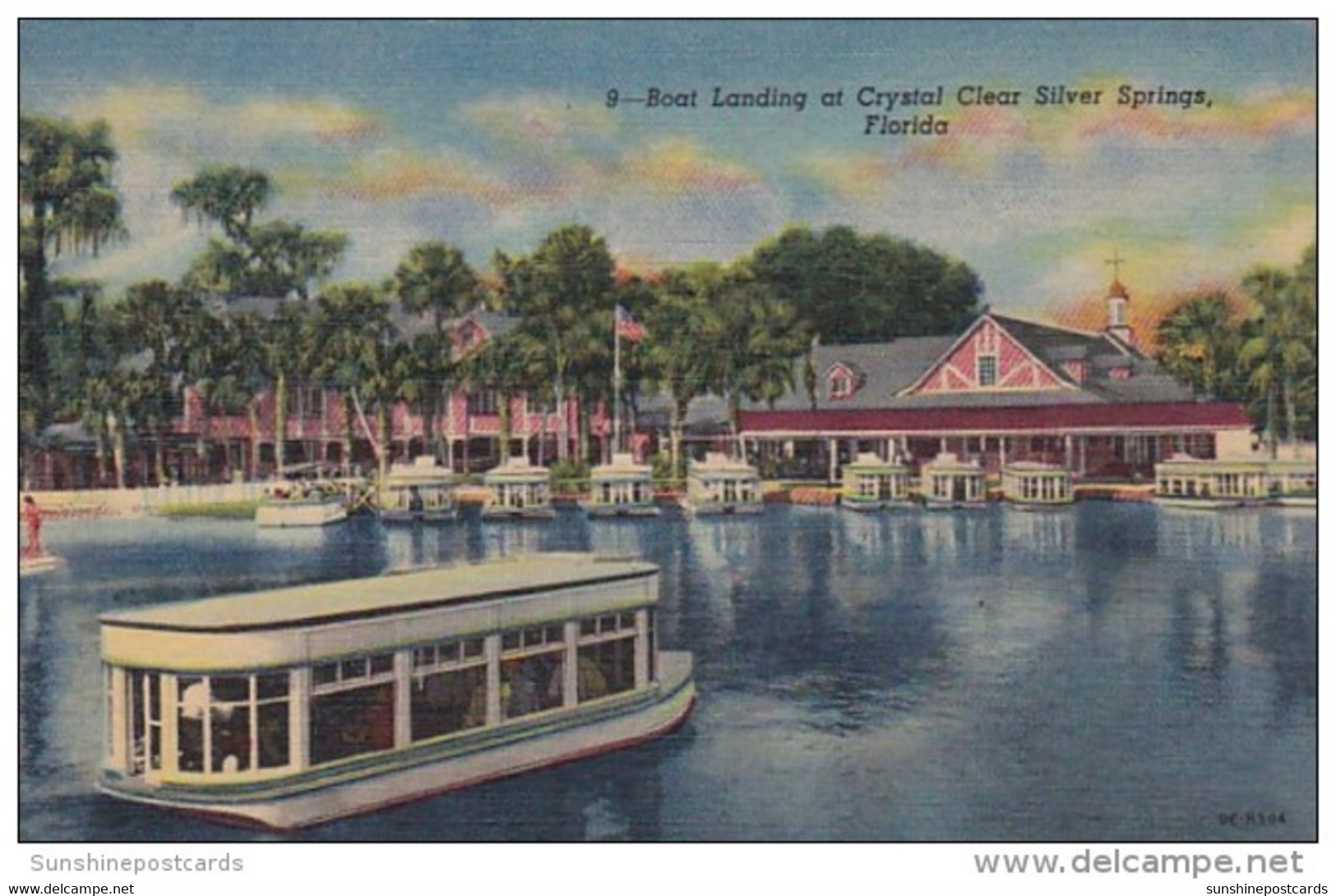 Florida Silver Springs Boat Landing And Glass Bottom Boat Curteich - Silver Springs