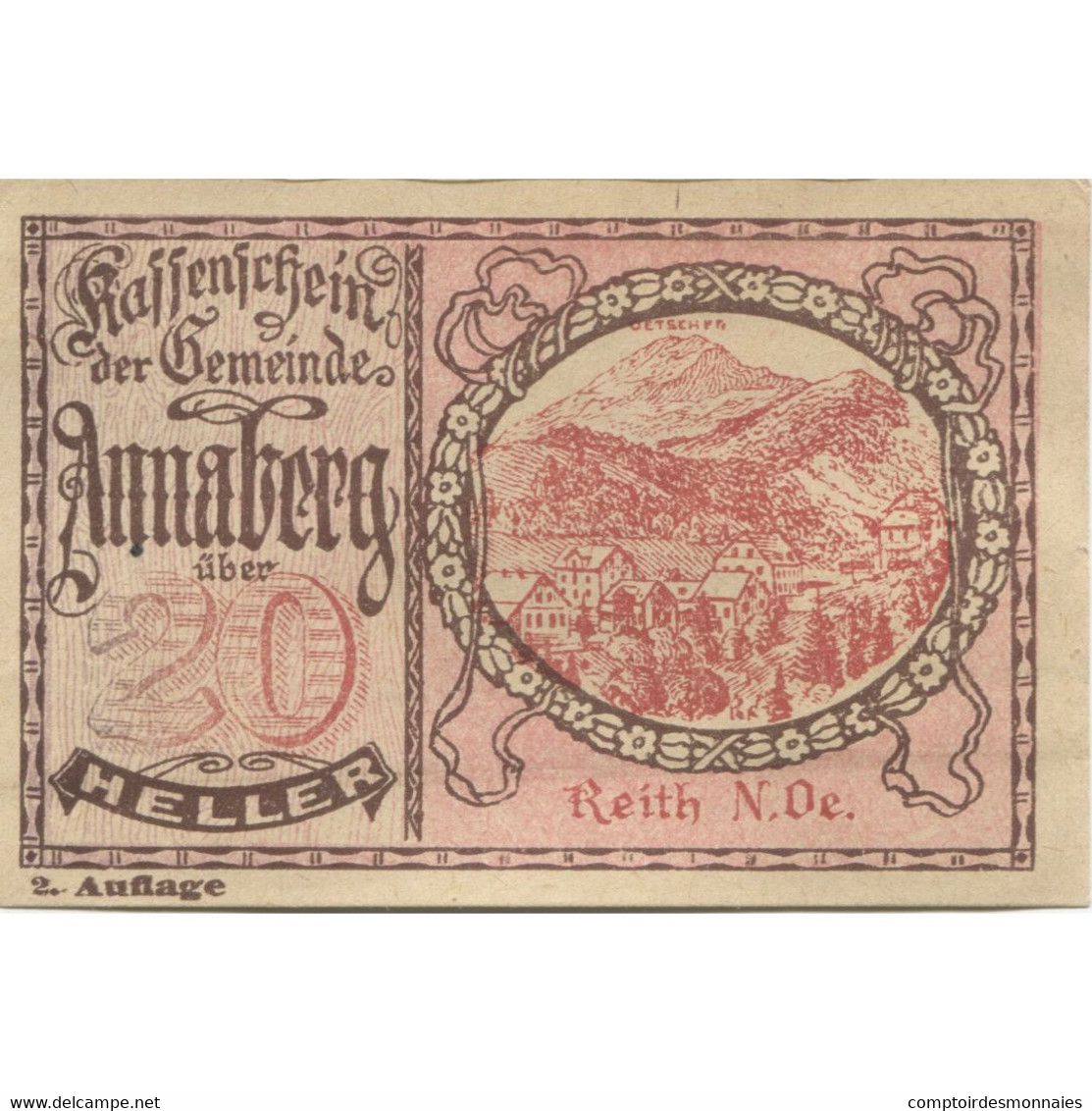 Billet, Autriche, Annaberg, 20 Heller, Paysage 1920-09-15, SPL, Mehl:FS 44a - Austria