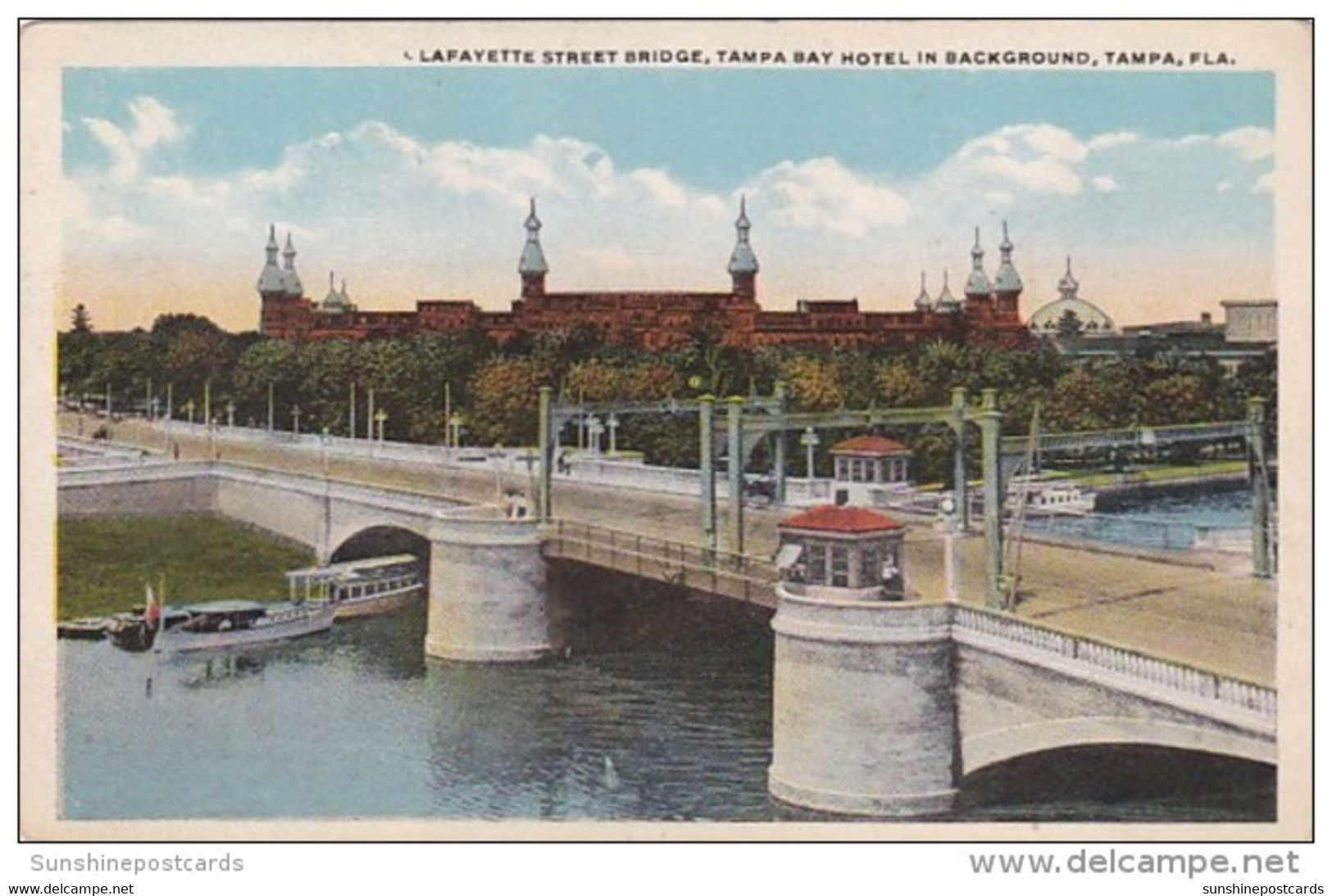 Florida Tampa Lafayette Street Bridge Tampa Bay Hotel In Background Curteich - Tampa