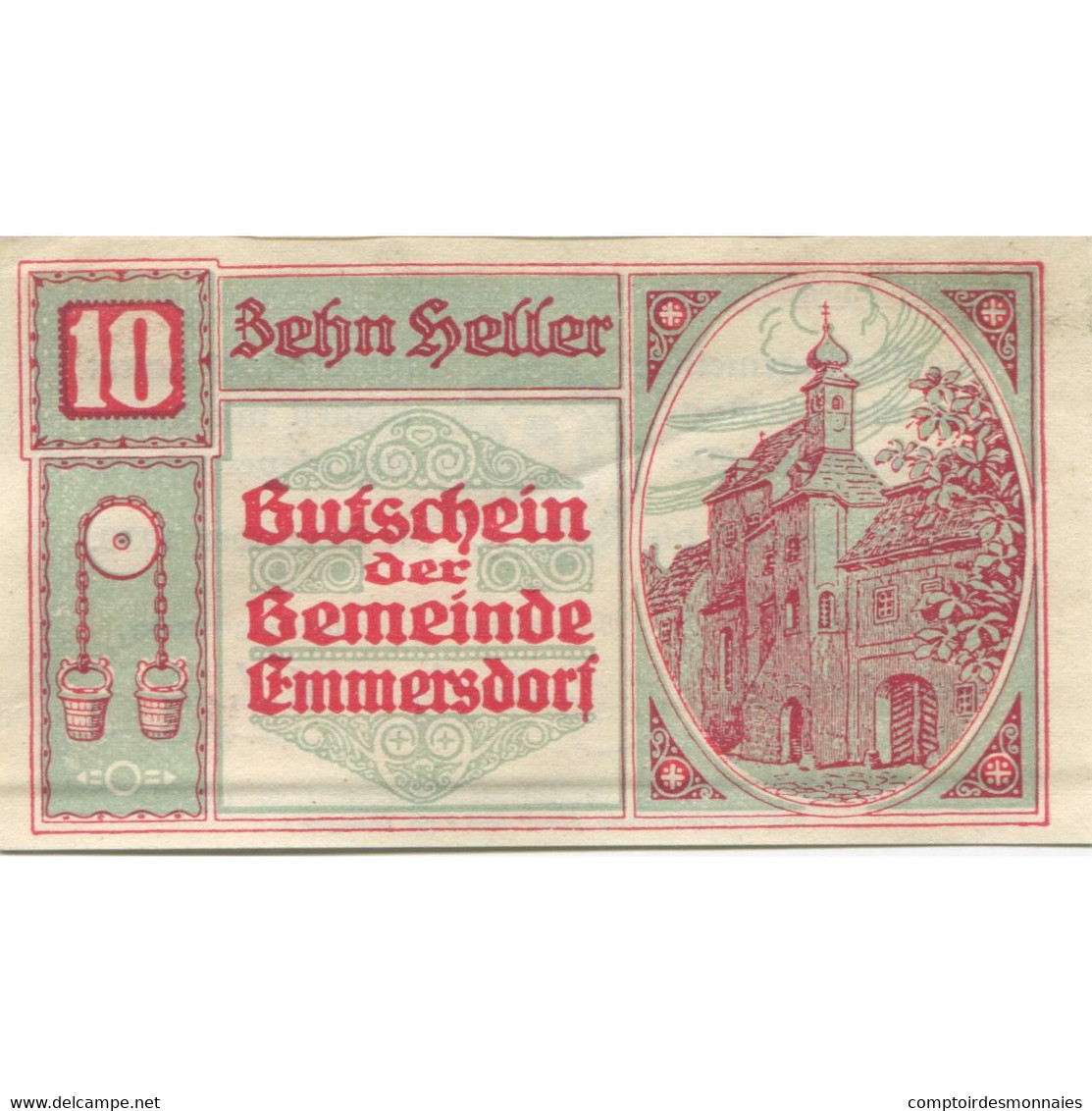 Billet, Autriche, Emmersdorf, 10 Heller, Rue 1920-12-31, SPL, Mehl:FS 171a - Austria