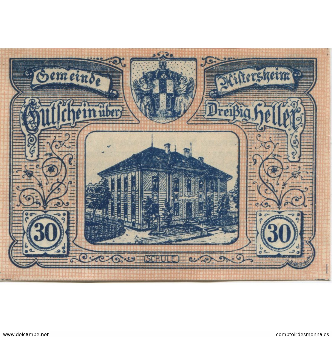 Billet, Autriche, Aistersheim, 30 Heller, Mairie 1921-05-31, SPL, Mehl:FS 15b - Austria