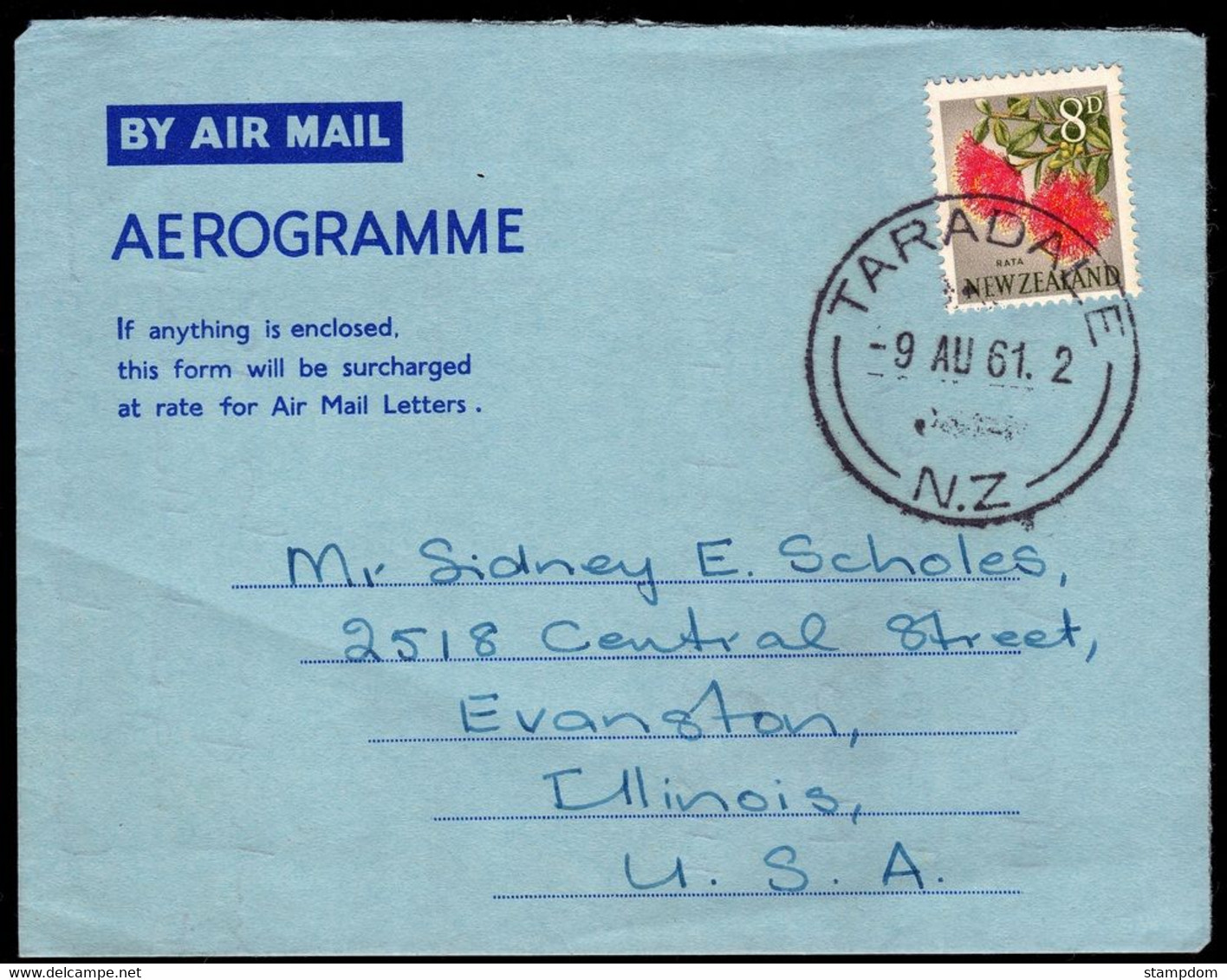 NEW ZEALAND 1961 Aerogramme To USA @D9378 - Brieven En Documenten