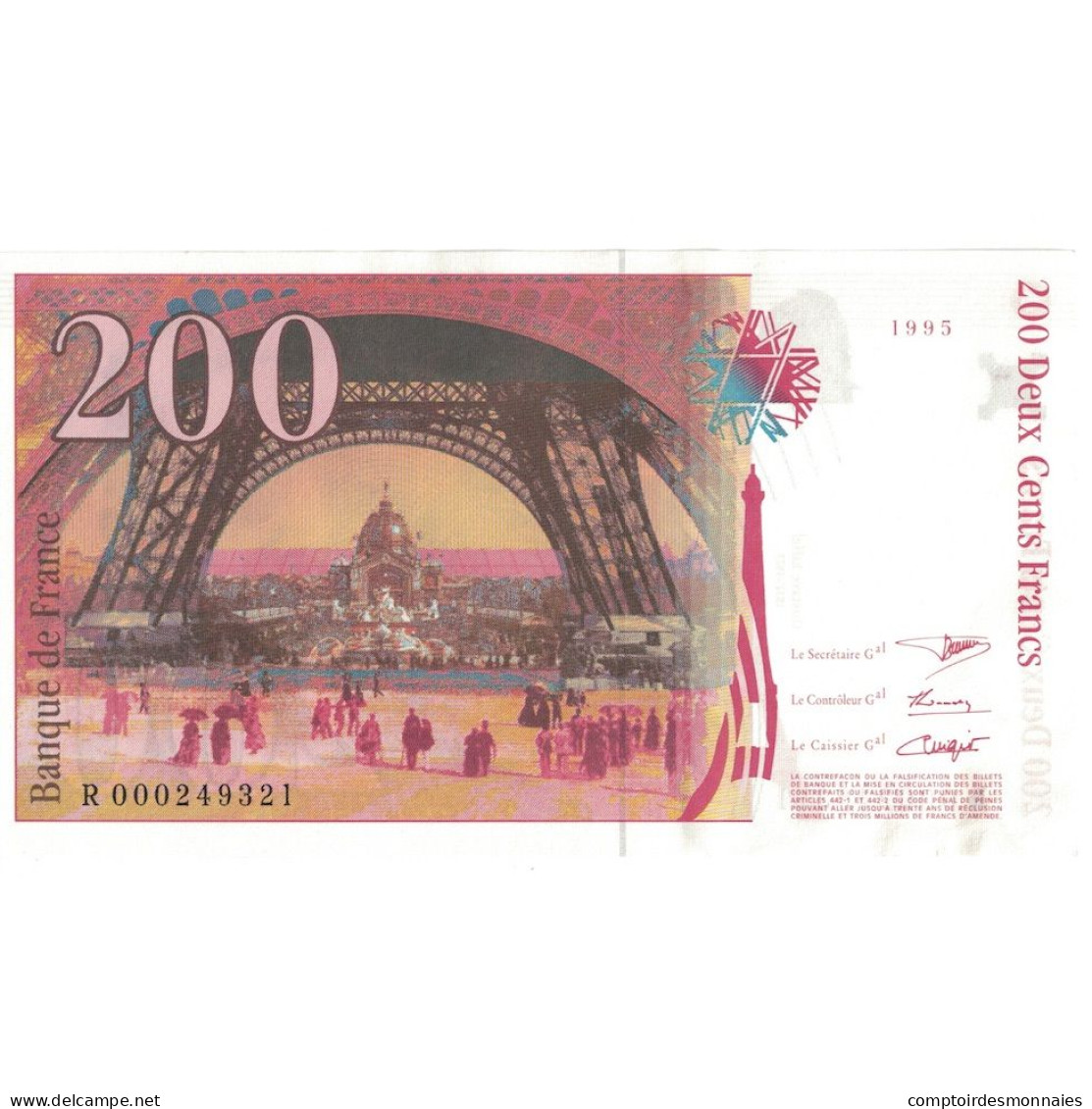 France, 200 Francs, Eiffel, 1995, R.000, SPL+, Fayette:75.1, KM:159a - 200 F 1995-1999 ''Eiffel''