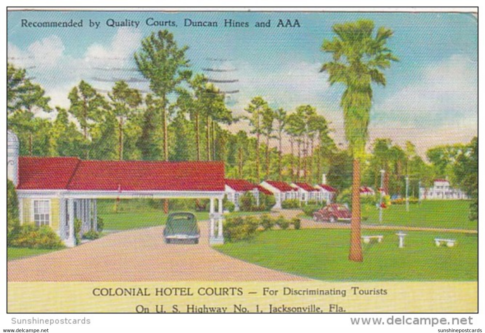 Florida Jacksonville Colonial Hotel Courts 1952 - Jacksonville