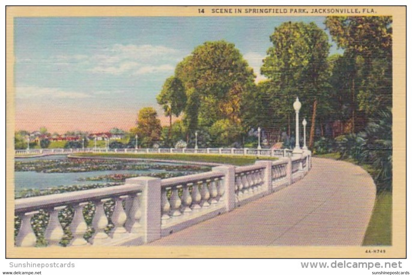 Florida Jacksonville Scene In Springfield Park 1946 Curteich - Jacksonville