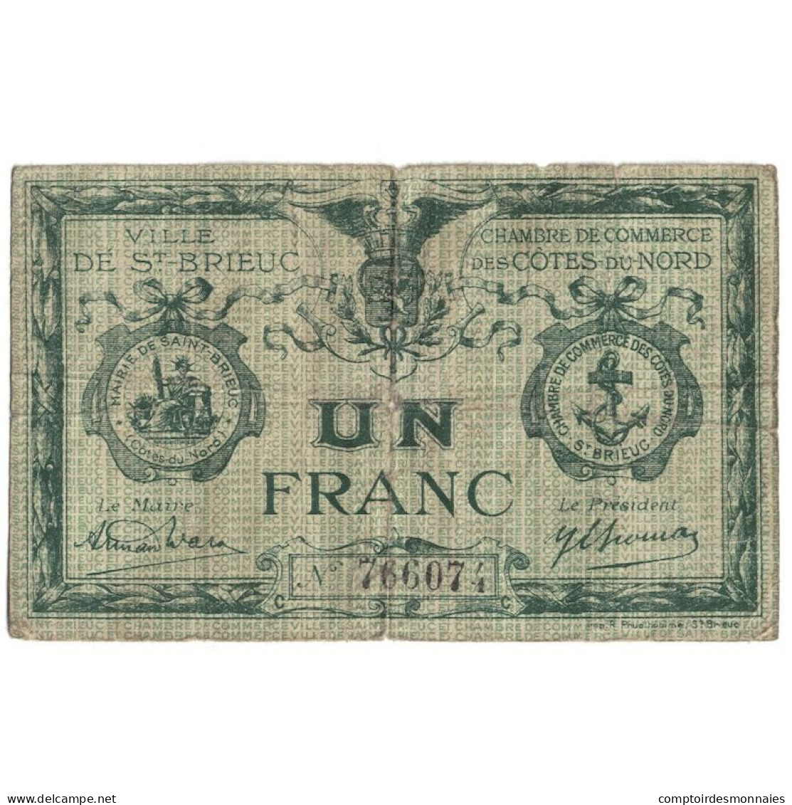 France, Saint-Brieuc, 1 Franc, TB+, Pirot:111-13 - Chambre De Commerce