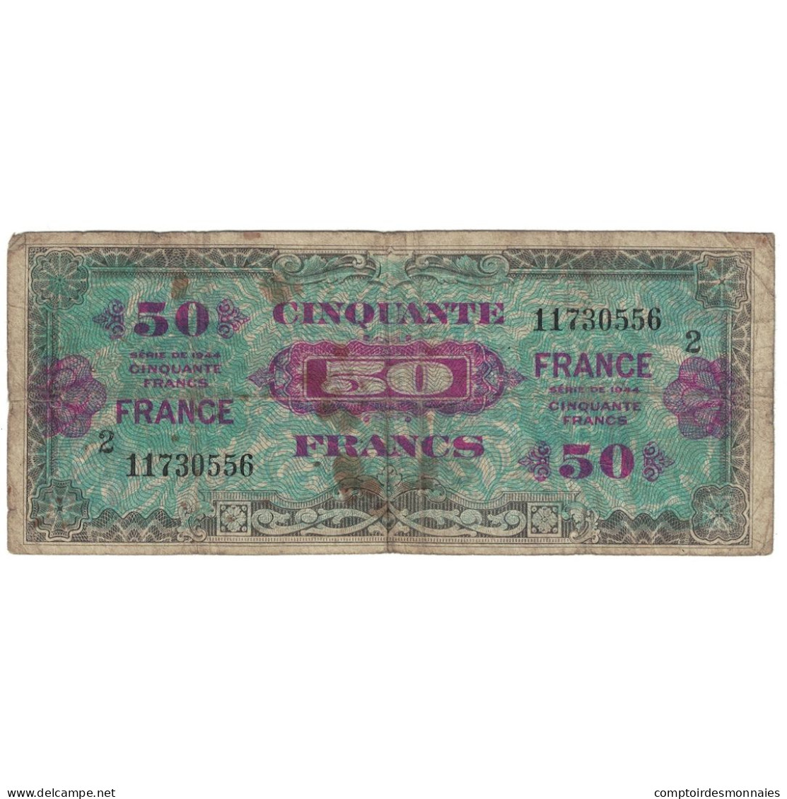 France, 50 Francs, 1945 Verso France, 1945, Série  2, B+, Fayette:VF24.2 - 1945 Verso France