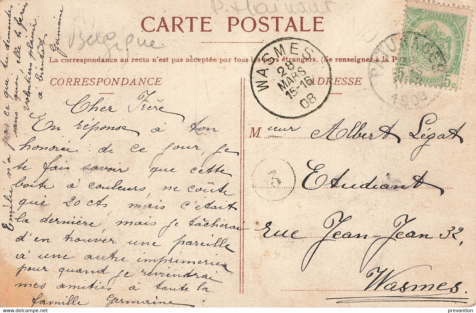 PATURAGES - Cau-Caillau - Carte Circulé En 1908 - Colfontaine