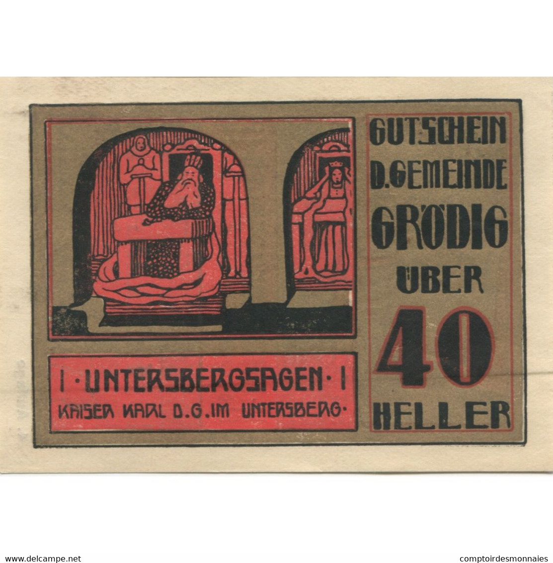 Billet, Autriche, Grödig, 40 Heller, Roi, 1920, 1920-12-31, SPL, Mehl:FS 290g - Austria